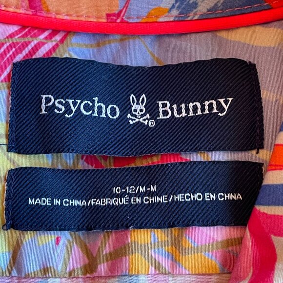 PSYCHO BUNNY Fuchsia Purple Benton All Over Print Shirt - Size Medium (10/12) - Picture 6 of 8